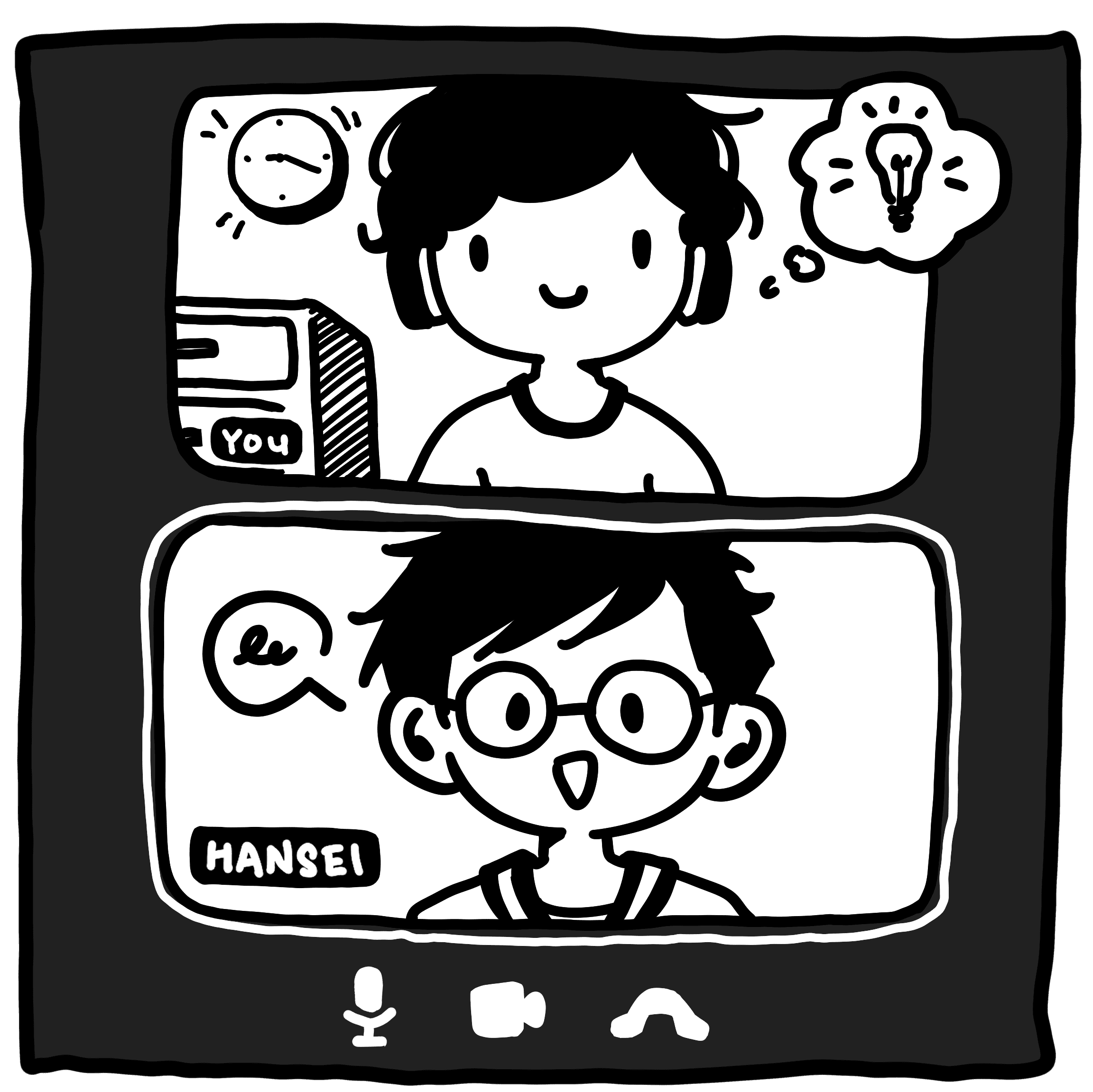 Streamer on call with Hansei