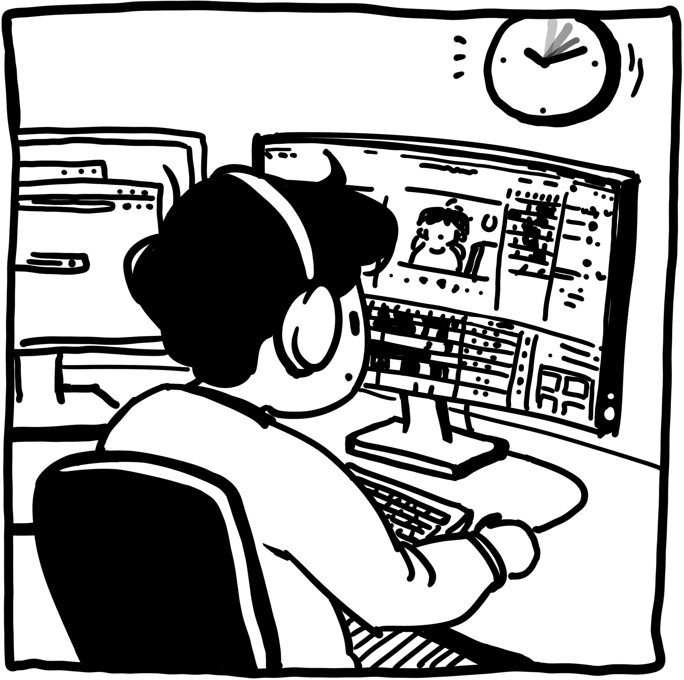 Streamer editing, background clock ticking/moving